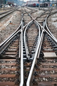 Train tracks in switching yard